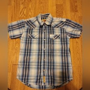 Larry Mahan Boys Western Wear Button Down Short Sleeve Shirt. SIZE Medium